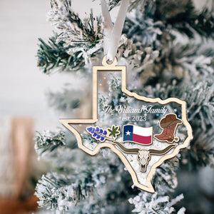 Custom Family Name Christmas In Texas 2023 Ornament