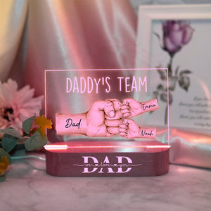 Personalized Daddy's Team Fist Bump Acrylic Night Light - Father's Day, Birthday Gift For Dad