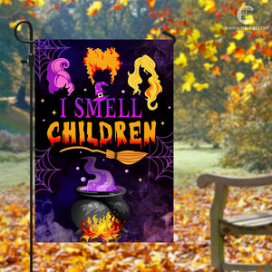 Three Witches Halloween I Smell Children Flag - Halloween Welcome Gift
