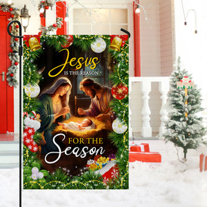 Jesus Is The Reason For The Season Flag - Merry Christmas Decoration