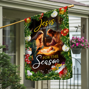 Jesus Is The Reason For The Season Flag - Merry Christmas Decoration
