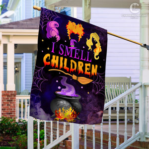 Three Witches Halloween I Smell Children Flag - Halloween Welcome Gift