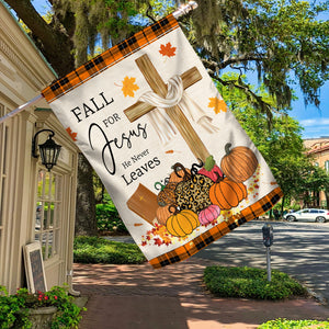 Fall For Jesus He Never Leaves Pumpkin Flag