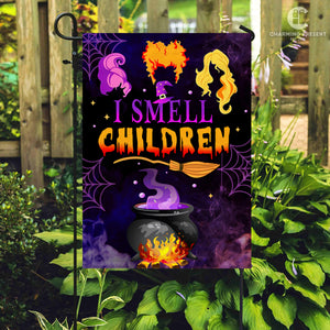 Three Witches Halloween I Smell Children Flag - Halloween Welcome Gift