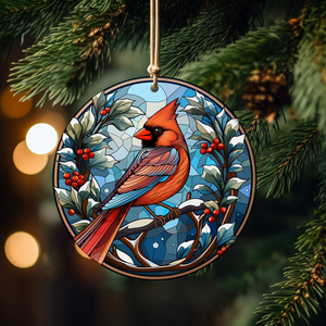 Cardinal Bird Christmas Ceramic Ornament