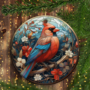 Cardinal Bird Christmas Ceramic Ornament