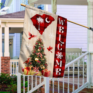 South Carolina State Xmas Flag - Merry Christmas Welcome Gift