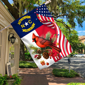 North Carolina State Xmas Flag - Merry Christmas Welcome Gift