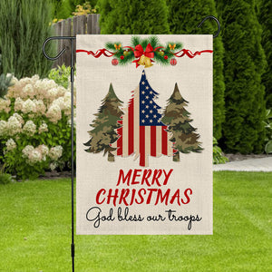 Military Veteran Christmas Flag God Bless Our Troops Flag