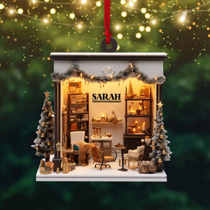 Personalized Hair Salon Acrylic Ornament, 2D Flat Acrylic Ornament Not 3D