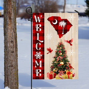 South Carolina State Xmas Flag - Merry Christmas Welcome Gift