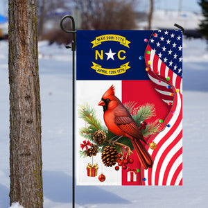 North Carolina State Xmas Flag - Merry Christmas Welcome Gift