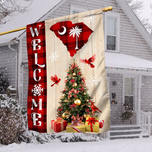 South Carolina State Xmas Flag - Merry Christmas Welcome Gift