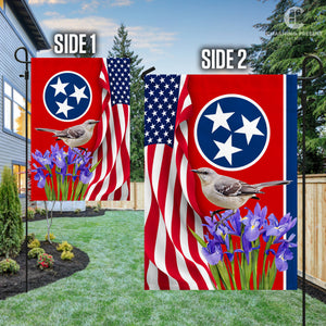 Tennessee State Flag Mockingbird With Iris Flower - American Tennessee State Decoration