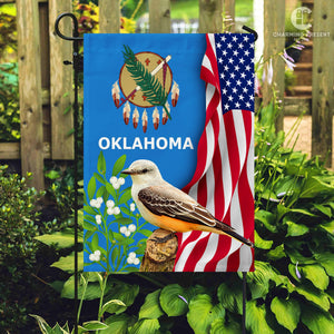 Oklahoma State Flag Scissor-tailed Flycatcher Bird With Mistletoe Flower - American Oklahoma State Decoration