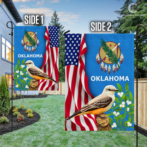 Oklahoma State Flag Scissor-tailed Flycatcher Bird With Mistletoe Flower - American Oklahoma State Decoration