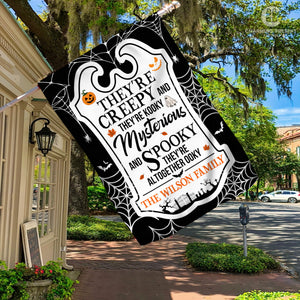 Personalized Halloween Flag - Custom Family Name Halloween Flag - Halloween Welcome Gift