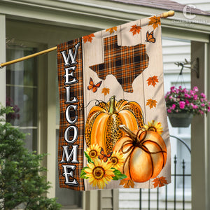 Texas State Fall Flag - Fall Autumn Welcome Gift