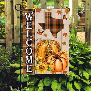 Texas State Fall Flag - Fall Autumn Welcome Gift