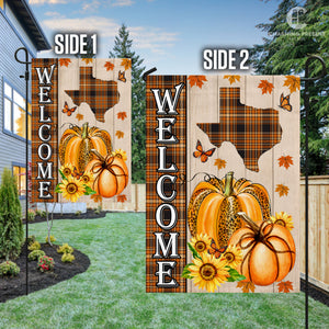 Texas State Fall Flag - Fall Autumn Welcome Gift