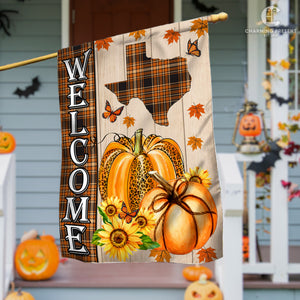Texas State Fall Flag - Fall Autumn Welcome Gift