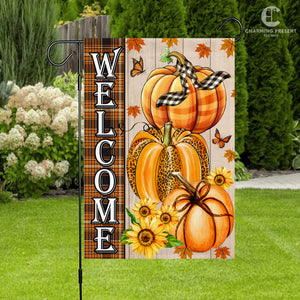 Welcome Pumpkins Fall Flag - Fall Autumn Welcome Gift