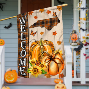 North Carolina State Fall Flag - Fall Autumn Welcome Gift
