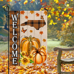 North Carolina State Fall Flag - Fall Autumn Welcome Gift