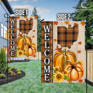 Ohio State Fall Flag - Fall Autumn Welcome Gift