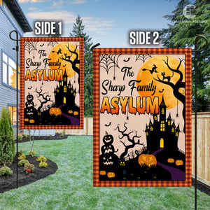 Personalized Halloween Asylum Flag - Custom Family Name Halloween Flag - Halloween Welcome Gift