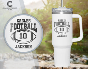 Customized Glitter Football 40 Ounces Tumbler - Football Season Cup