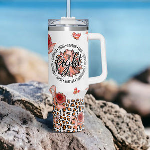 Hope Uterine Cancer Awareness 40oz Tumbler With Handle Lid and Straw