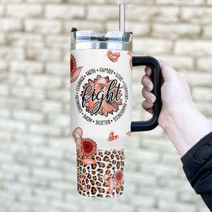 Hope Uterine Cancer Awareness 40oz Tumbler With Handle Lid and Straw