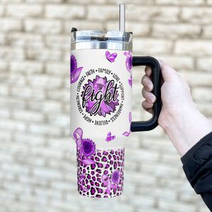 Hope Alzheimers Cancer Awareness 40oz Tumbler With Handle Lid and Straw