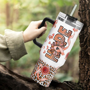 Hope Uterine Cancer Awareness 40oz Tumbler With Handle Lid and Straw