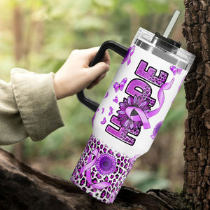 Hope Alzheimers Cancer Awareness 40oz Tumbler With Handle Lid and Straw