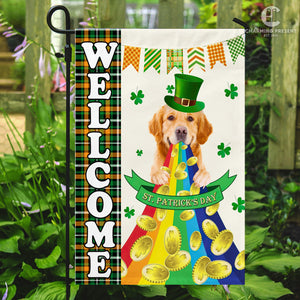 Golden Retriever Welcome St.Patricks Day Flag