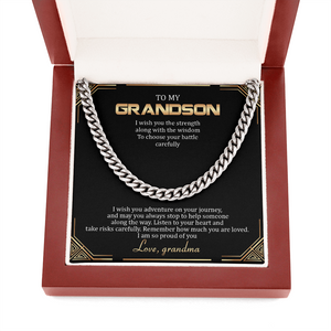 To My Grandson - Remember How Much You Are Loved - Cuban Link Chain SO136T