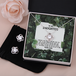 To My Daughter - Enjoy The Ride - Love Knot Necklace & Earring Set KT16