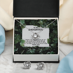 To My Daughter - Enjoy The Ride - Love Knot Necklace & Earring Set KT16