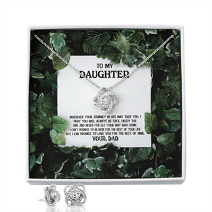 To My Daughter - Enjoy The Ride - Love Knot Necklace & Earring Set KT16