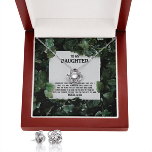 To My Daughter - Enjoy The Ride - Love Knot Necklace & Earring Set KT16
