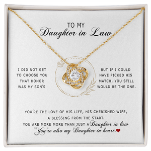 To My Daughter In Law - You're My Daughter In Heart - Love Knot Necklace SO172V