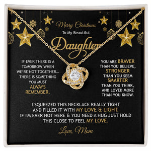 Daughter Mom - Merry Christmas - Love Knot Necklace