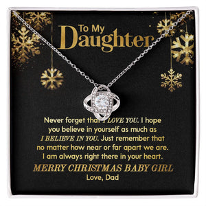 Daughter Dad - Merry Christmas - Love Knot Necklace