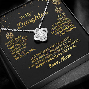 Daughter Mom - Merry Christmas - Love Knot Necklace