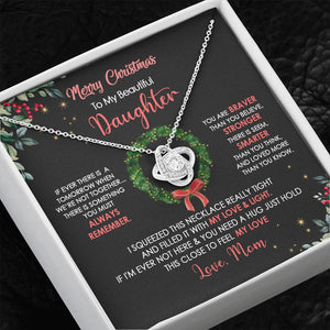 Daughter Mom - Merry Christmas - Love Knot Necklace