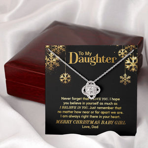 Daughter Dad - Merry Christmas - Love Knot Necklace