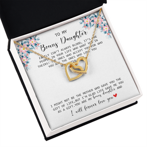 To My Bonus Daughter - I Forever Love You - Interlocking Hearts Necklace SO170V