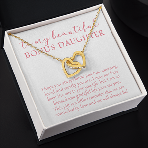 To My Beautiful Bonus Daughter - We Will Always Be - Interlocking Hearts Necklace SO174V